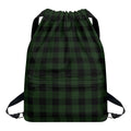 Green And Black Buffalo Plaid Print Drawstring Backpack