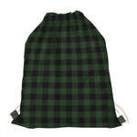 Green And Black Buffalo Plaid Print Drawstring Bag