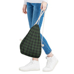 Green And Black Buffalo Plaid Print Drawstring Bag