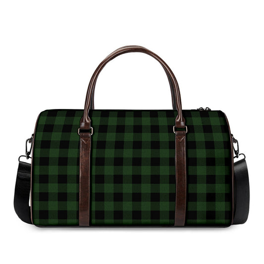 Green And Black Buffalo Plaid Print Duffle Bag