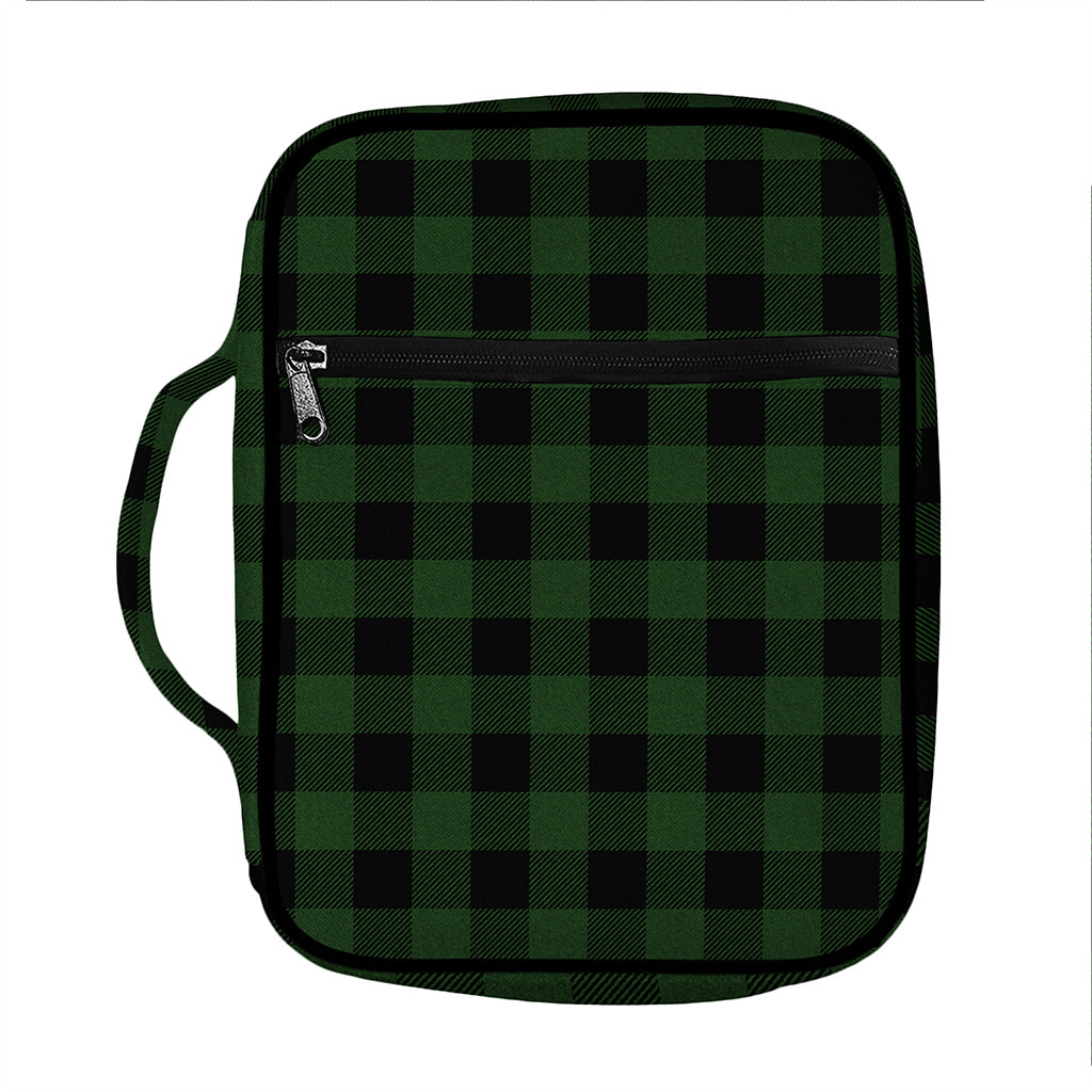 Green And Black Buffalo Plaid Print Front Pocket Bible Bag