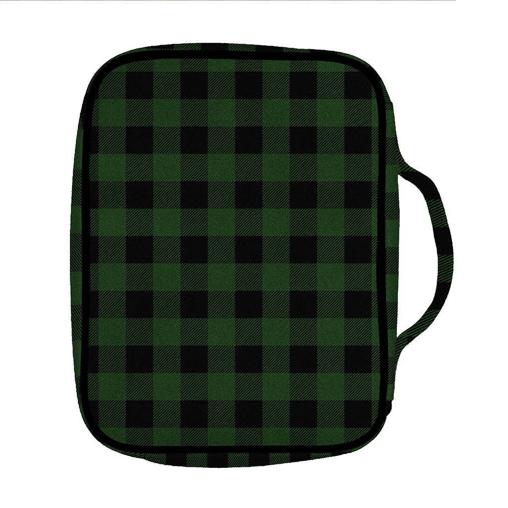 Green And Black Buffalo Plaid Print Front Pocket Bible Bag