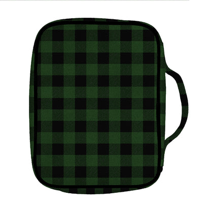 Green And Black Buffalo Plaid Print Front Pocket Bible Bag