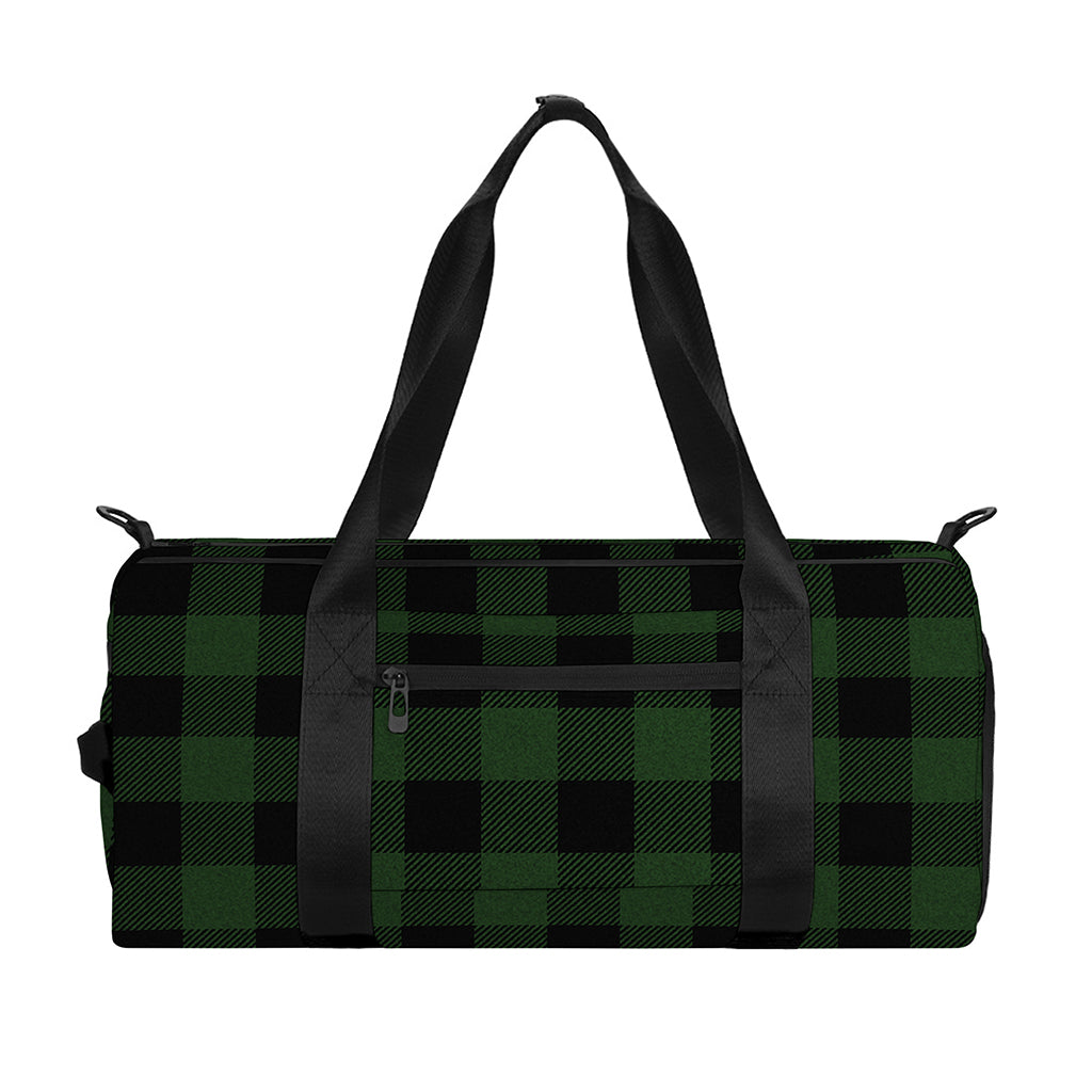 Green And Black Buffalo Plaid Print Gym Bag