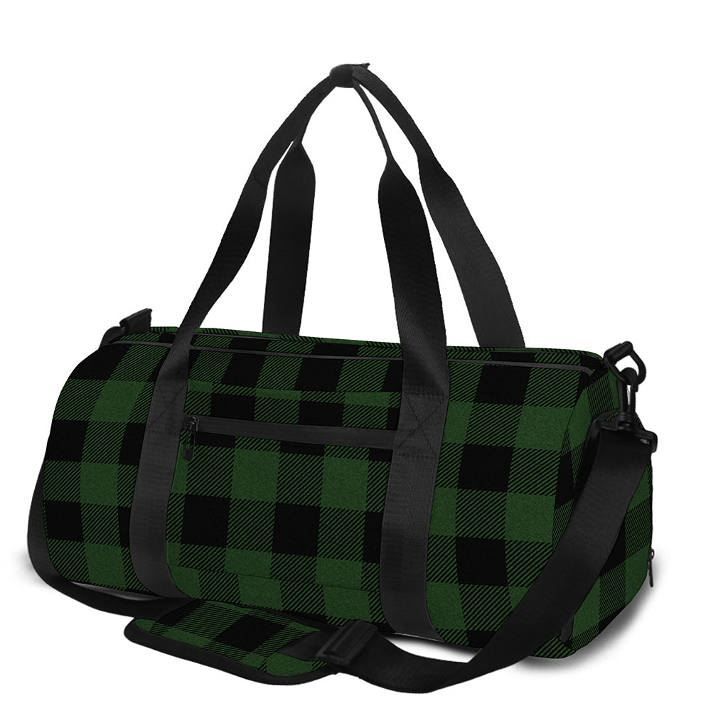 Green And Black Buffalo Plaid Print Gym Bag