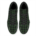 Green And Black Buffalo Plaid Print High Top Leather Sneakers