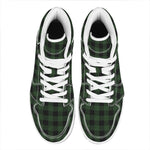 Green And Black Buffalo Plaid Print High Top Leather Sneakers
