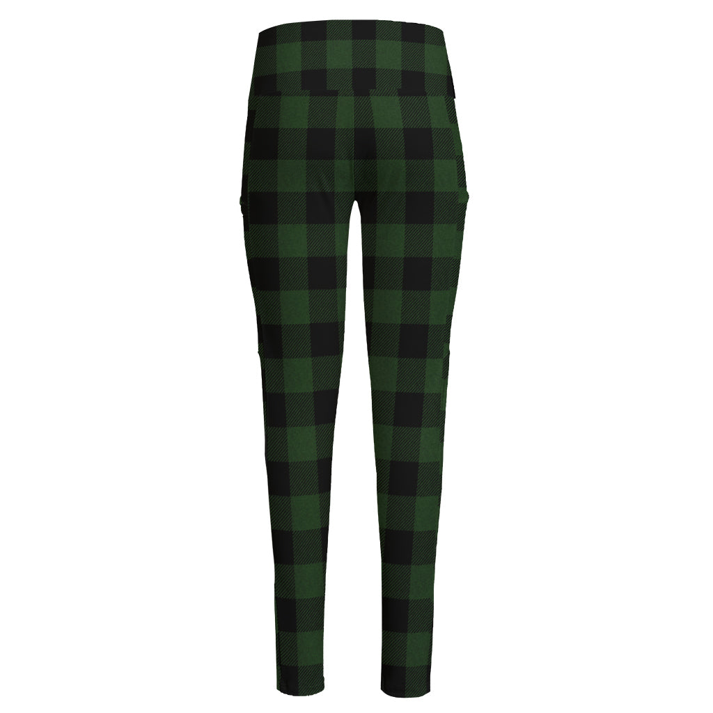 Green And Black Buffalo Plaid Print High-Waisted Pocket Leggings
