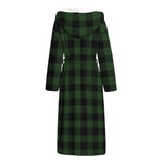 Green And Black Buffalo Plaid Print Hooded Bathrobe