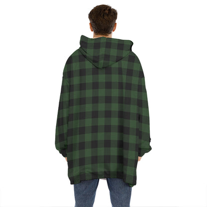 Green And Black Buffalo Plaid Print Hoodie Blanket