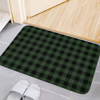 Green And Black Buffalo Plaid Print Indoor Door Mat