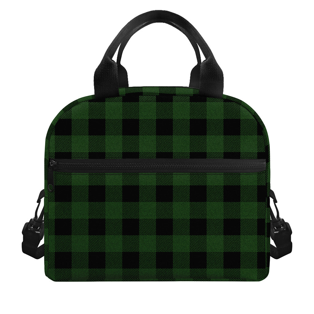 Green And Black Buffalo Plaid Print Insulated Lunch Bag