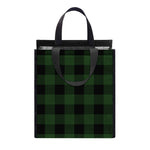 Green And Black Buffalo Plaid Print Insulated Lunch Tote
