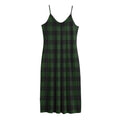 Green And Black Buffalo Plaid Print Jersey Midi Cami Dress