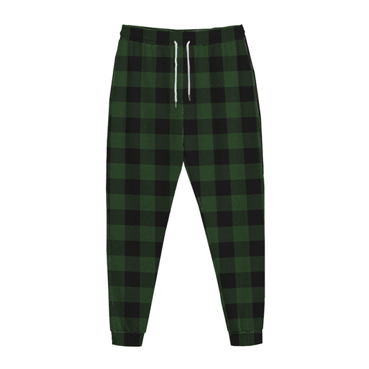 Green And Black Buffalo Plaid Print Jogger Pants