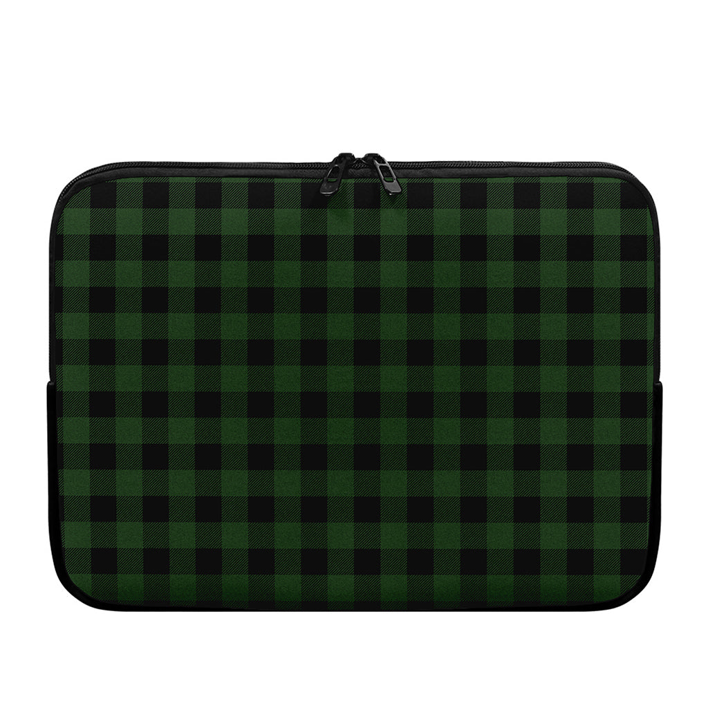 Green And Black Buffalo Plaid Print Laptop Sleeve