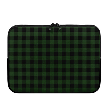 Green And Black Buffalo Plaid Print Laptop Sleeve