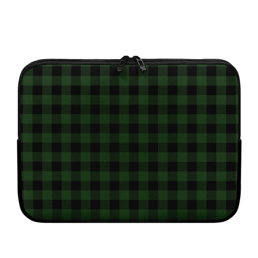 Green And Black Buffalo Plaid Print Laptop Sleeve