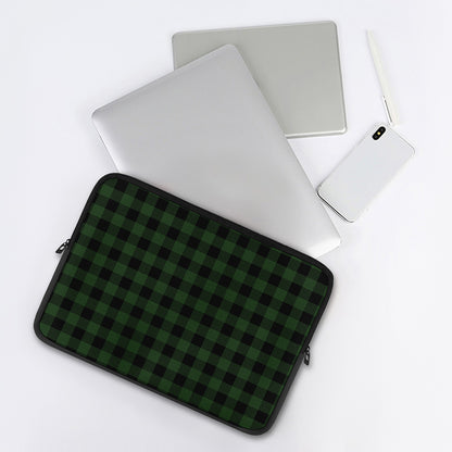 Green And Black Buffalo Plaid Print Laptop Sleeve