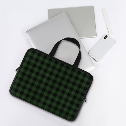 Green And Black Buffalo Plaid Print Laptop Sleeve With Handle