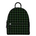 Green And Black Buffalo Plaid Print Leather Backpack