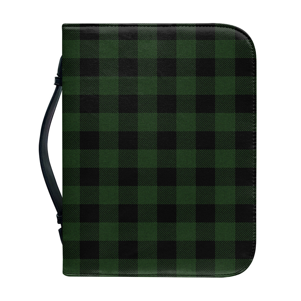 Green And Black Buffalo Plaid Print Leather Bible Cover