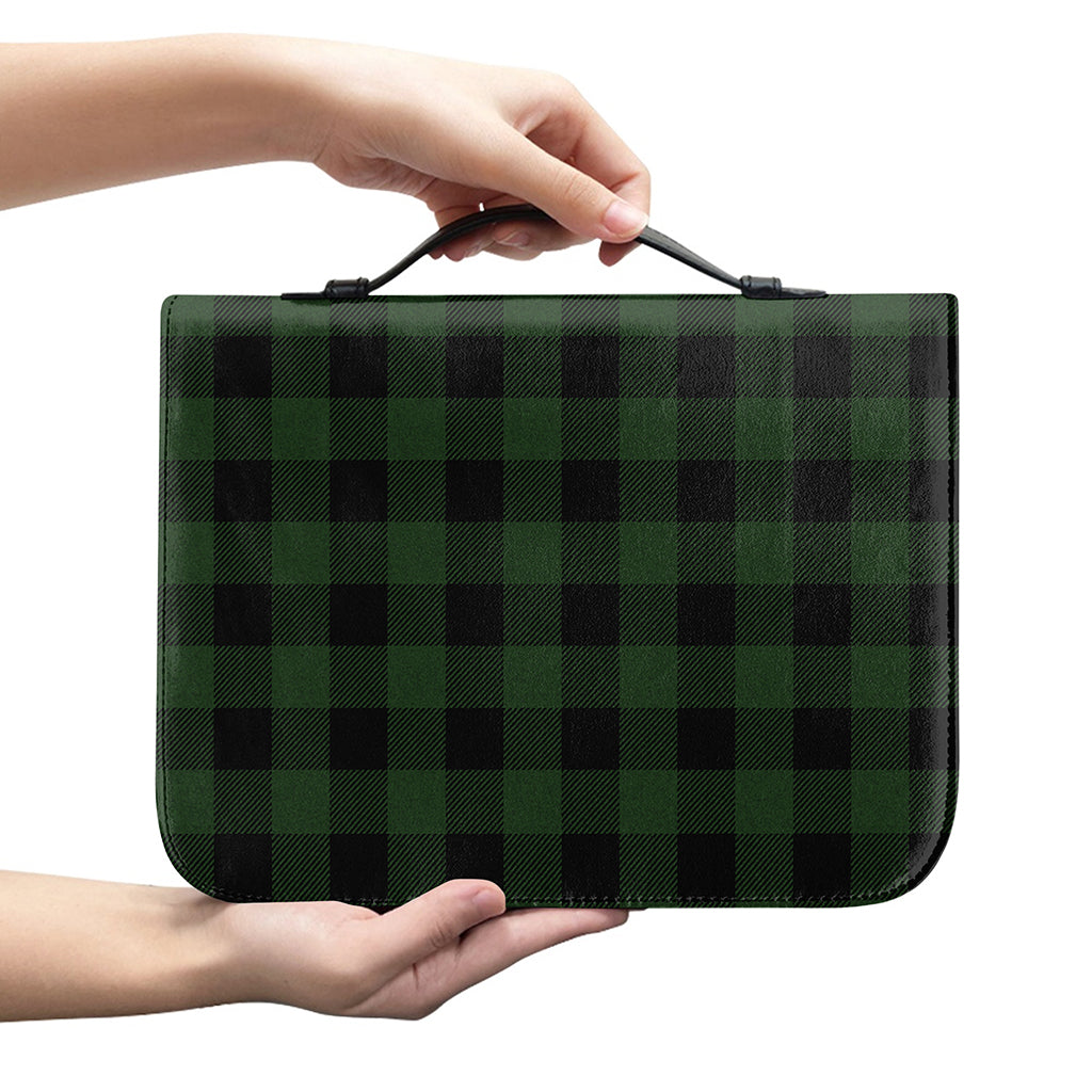 Green And Black Buffalo Plaid Print Leather Bible Cover