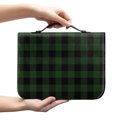 Green And Black Buffalo Plaid Print Leather Bible Cover