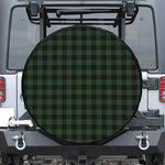 Green And Black Buffalo Plaid Print Leather Spare Tire Cover