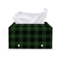 Green And Black Buffalo Plaid Print Leather Tissue Box Cover