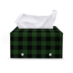 Green And Black Buffalo Plaid Print Leather Tissue Box Cover