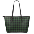 Green And Black Buffalo Plaid Print Leather Tote Bag With Zipper