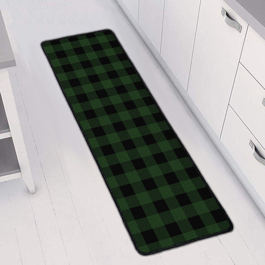Green And Black Buffalo Plaid Print Long Kitchen Mat