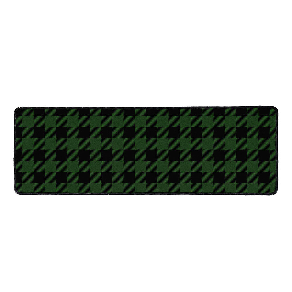 Green And Black Buffalo Plaid Print Long Kitchen Mat