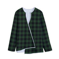 Green And Black Buffalo Plaid Print Long Sleeve Short Coat