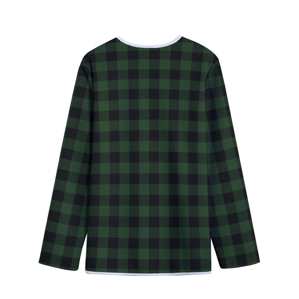 Green And Black Buffalo Plaid Print Long Sleeve Short Coat