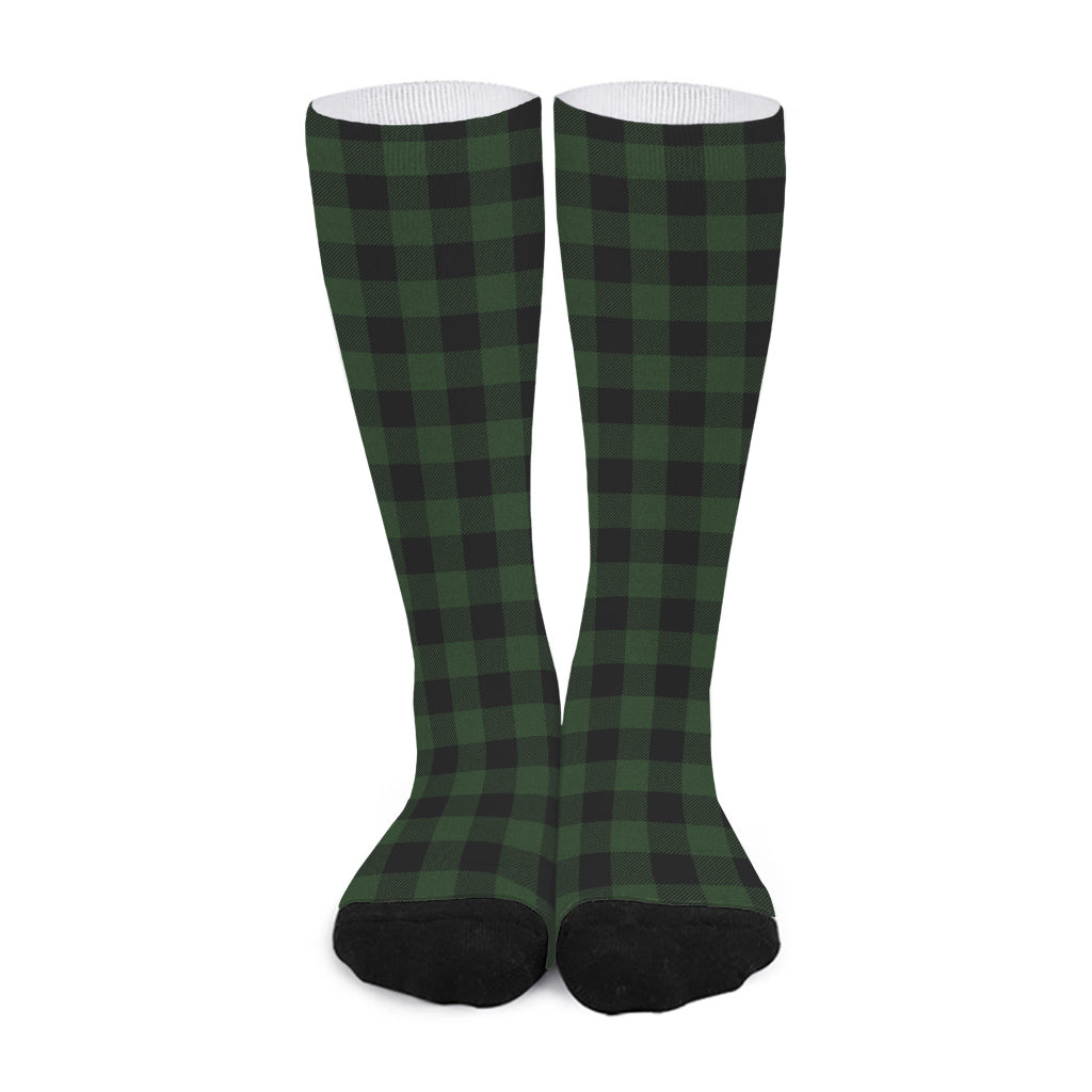 Green And Black Buffalo Plaid Print Long Socks
