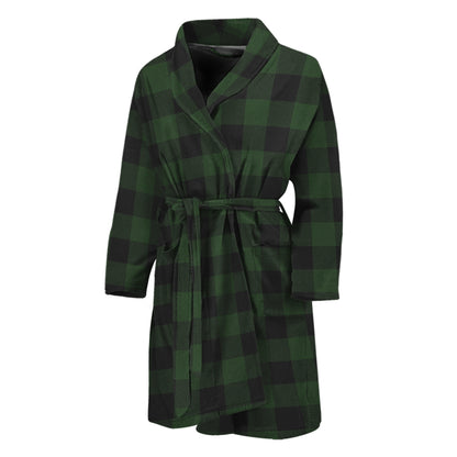 Green And Black Buffalo Plaid Print Men's Bathrobe