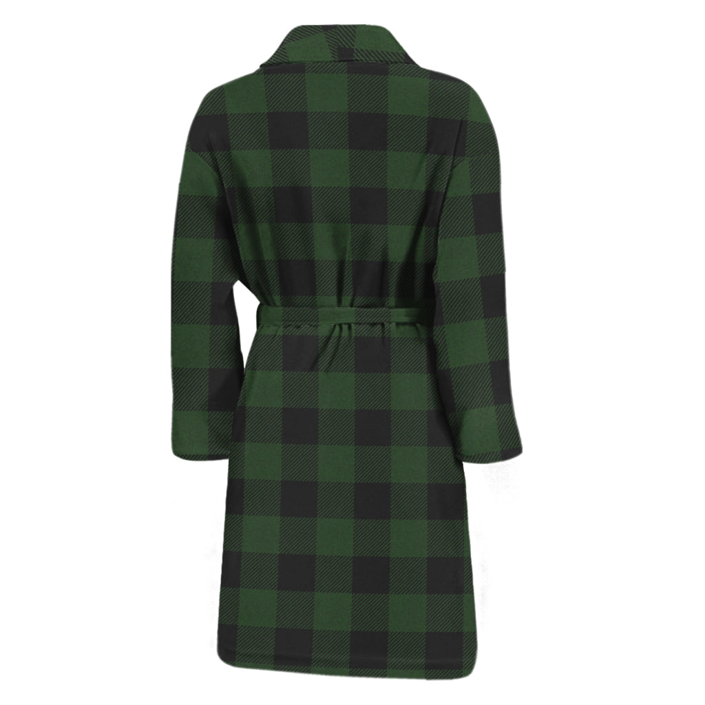 Green And Black Buffalo Plaid Print Men's Bathrobe