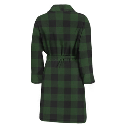 Green And Black Buffalo Plaid Print Men's Bathrobe