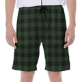 Green And Black Buffalo Plaid Print Men's Beach Shorts