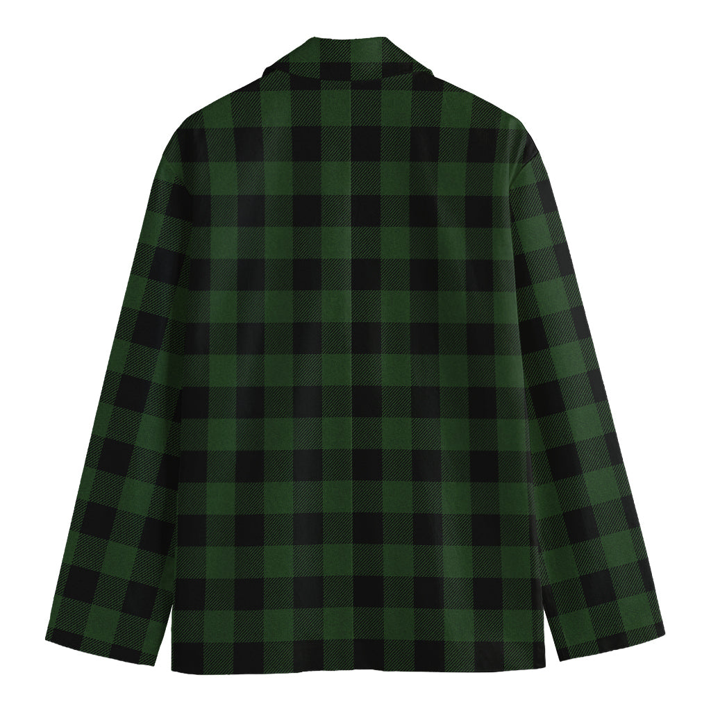 Green And Black Buffalo Plaid Print Men's Blazer