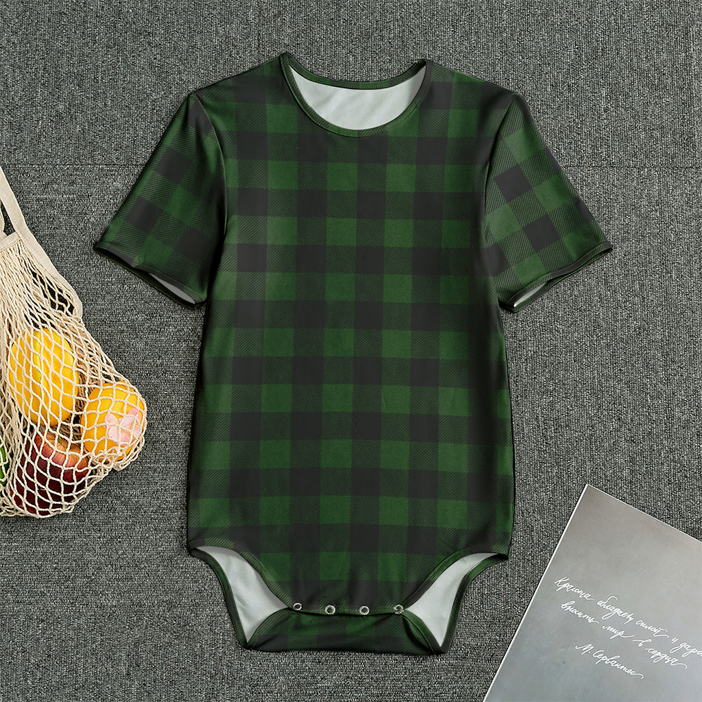 Green And Black Buffalo Plaid Print Men's Bodysuit