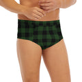 Green And Black Buffalo Plaid Print Men's Briefs