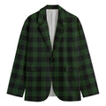 Green And Black Buffalo Plaid Print Men's Cotton Blazer