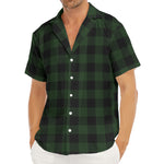 Green And Black Buffalo Plaid Print Men's Deep V-Neck Shirt