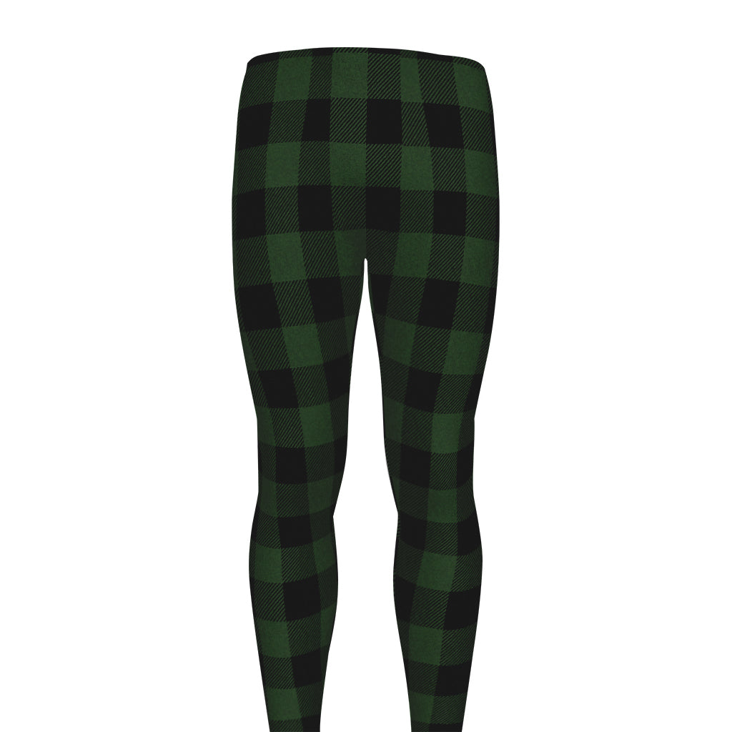 Green And Black Buffalo Plaid Print Men's leggings