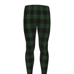 Green And Black Buffalo Plaid Print Men's leggings