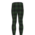 Green And Black Buffalo Plaid Print Men's leggings