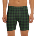 Green And Black Buffalo Plaid Print Men's Long Boxer Briefs